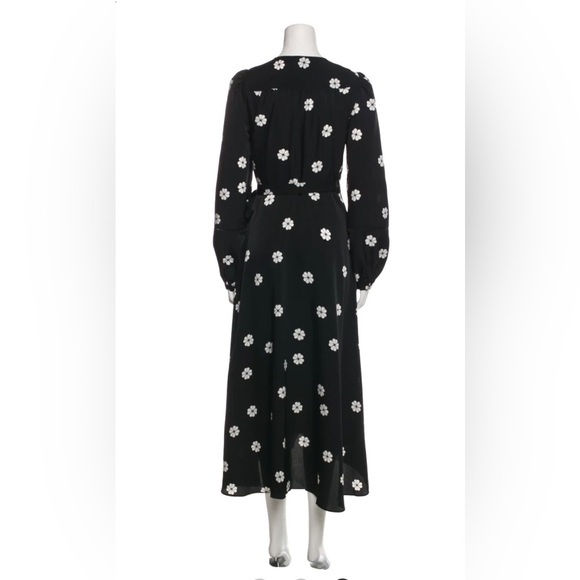 Kate Spade black floral clover print wrap dress size 12 - Picture 3 of 8